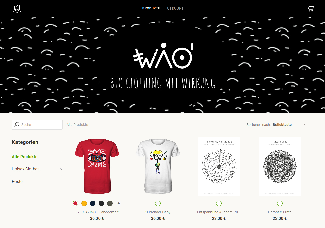 Screenshot eines Seedshirt-Shops